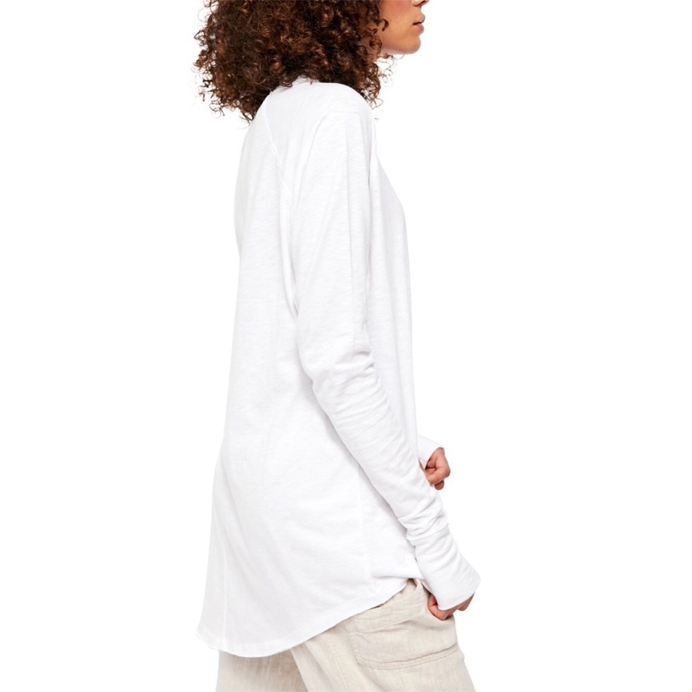 Free People We The Free Arden Tee Long Sleeve in Optic White New with Tags Small - Picture 13 of 14
